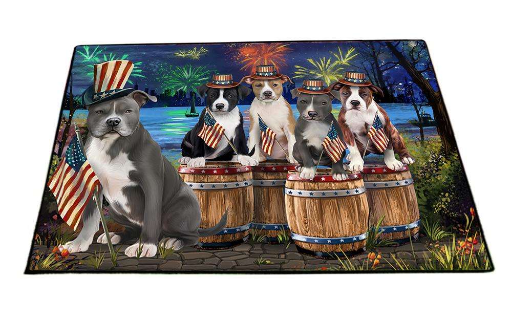 4th of July Independence Day Fireworks American Staffordshire Terriers at the Lake Floormat FLMS50847