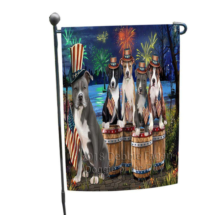 4th of July Independence Day Fireworks American Staffordshire Terriers at the Lake Garden Flag GFLG50929