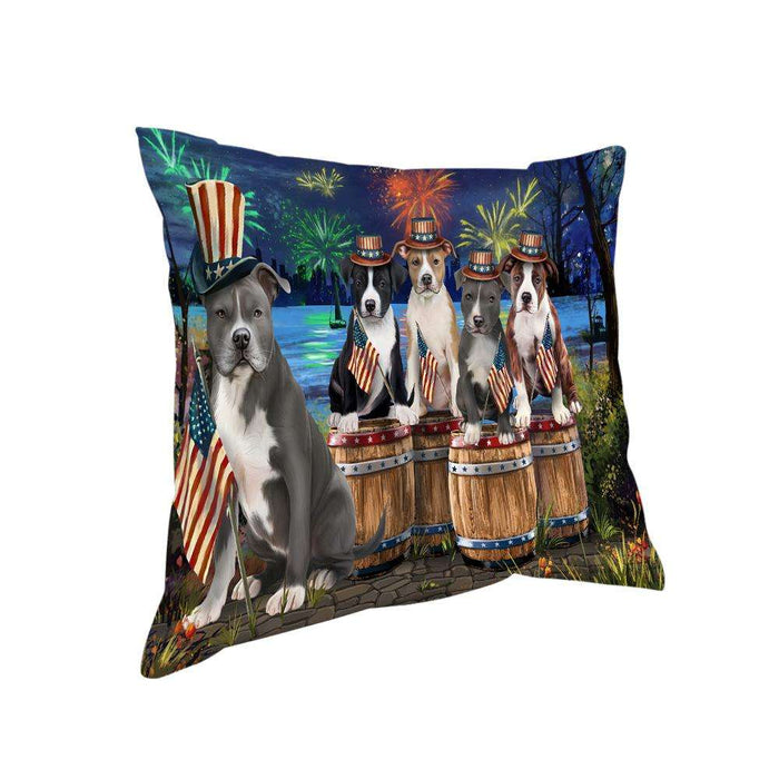 4th of July Independence Day Fireworks American Staffordshire Terriers at the Lake Pillow PIL60092