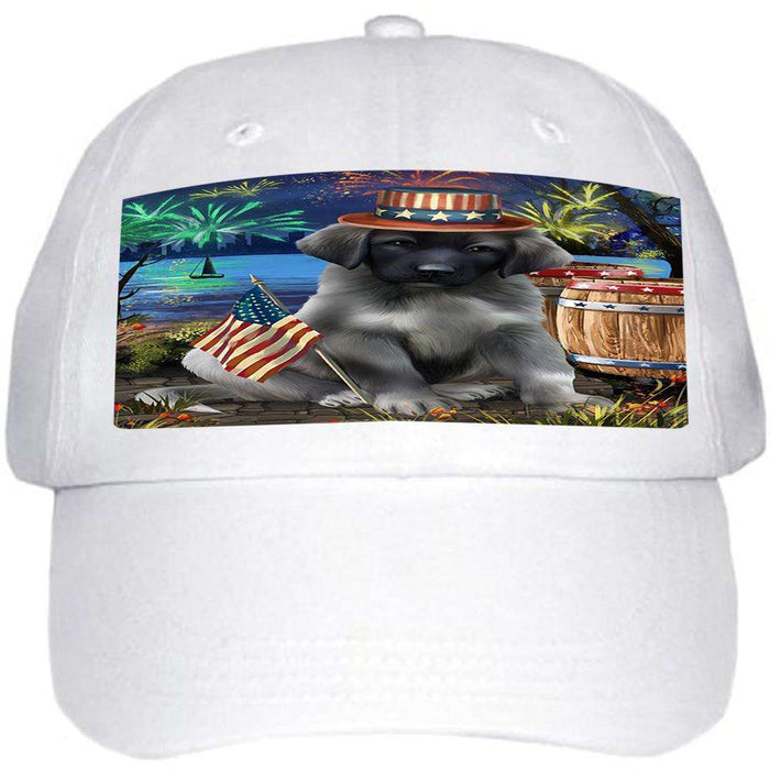 4th of July Independence Day Fireworks Anatolian Shepherd Dog at the Lake Ball Hat Cap HAT56970