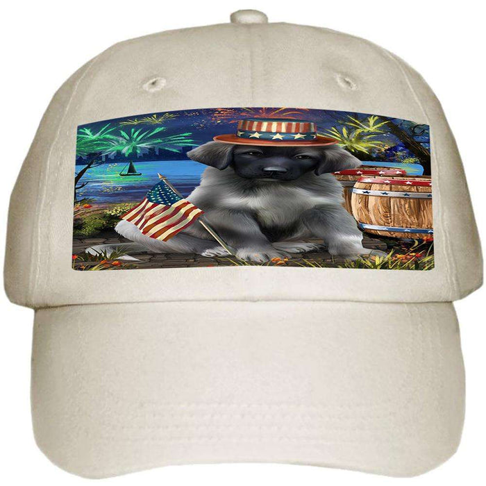 4th of July Independence Day Fireworks Anatolian Shepherd Dog at the Lake Ball Hat Cap HAT56970