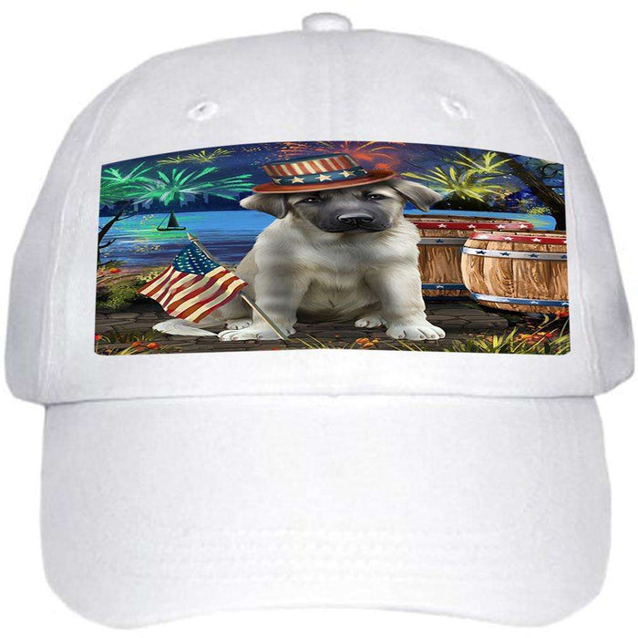 4th of July Independence Day Fireworks Anatolian Shepherd Dog at the Lake Ball Hat Cap HAT56973