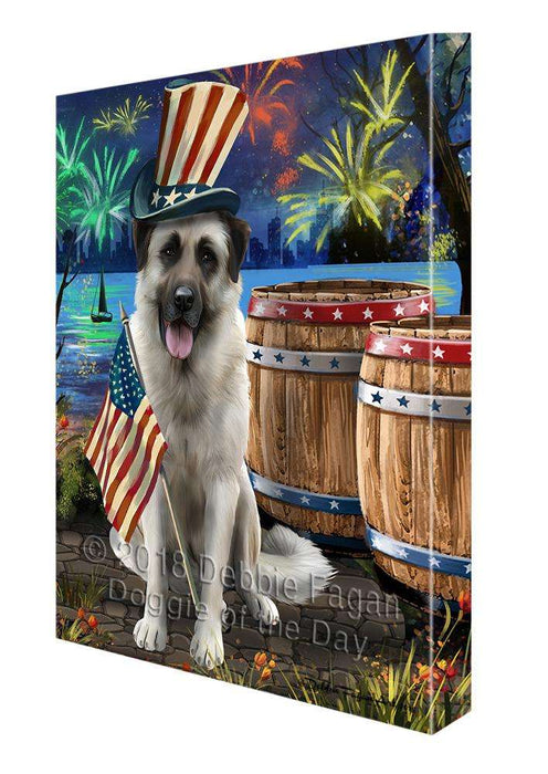 4th of July Independence Day Fireworks Anatolian Shepherd Dog at the Lake Canvas Print Wall Art Décor CVS76292