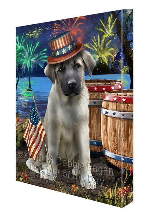 4th of July Independence Day Fireworks Anatolian Shepherd Dog at the Lake Canvas Print Wall Art Décor CVS76310