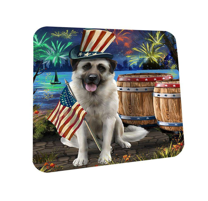 4th of July Independence Day Fireworks Anatolian Shepherd Dog at the Lake Coasters Set of 4 CST51037