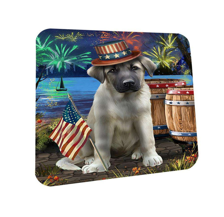 4th of July Independence Day Fireworks Anatolian Shepherd Dog at the Lake Coasters Set of 4 CST51039