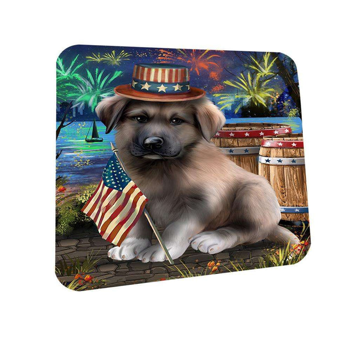 4th of July Independence Day Fireworks Anatolian Shepherd Dog at the Lake Coasters Set of 4 CST51040