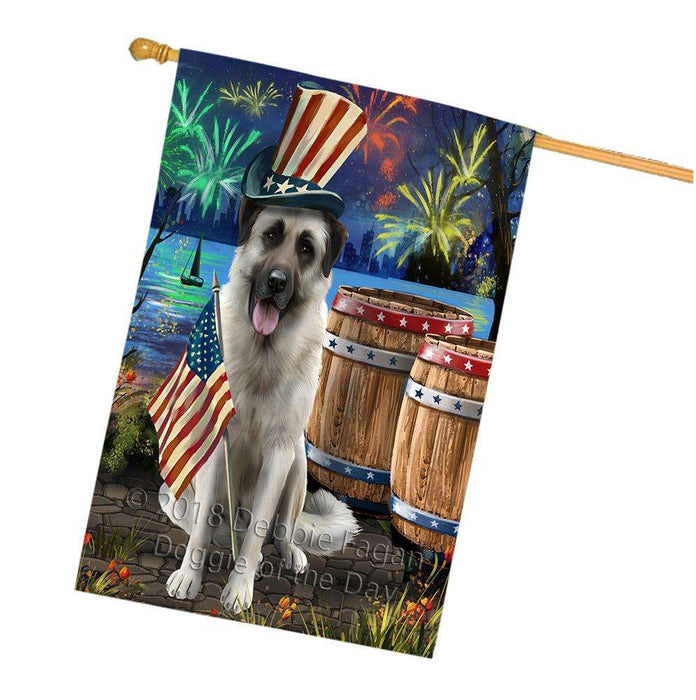 4th of July Independence Day Fireworks Anatolian Shepherd Dog at the Lake House Flag FLG51136