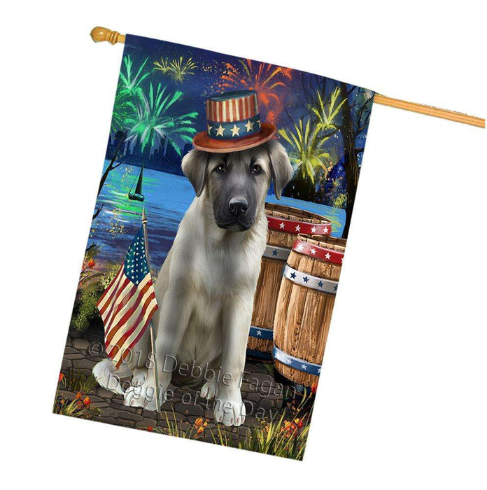 4th of July Independence Day Fireworks Anatolian Shepherd Dog at the Lake House Flag FLG51138