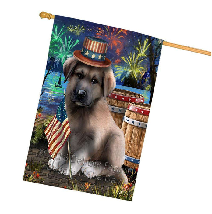 4th of July Independence Day Fireworks Anatolian Shepherd Dog at the Lake House Flag FLG51139