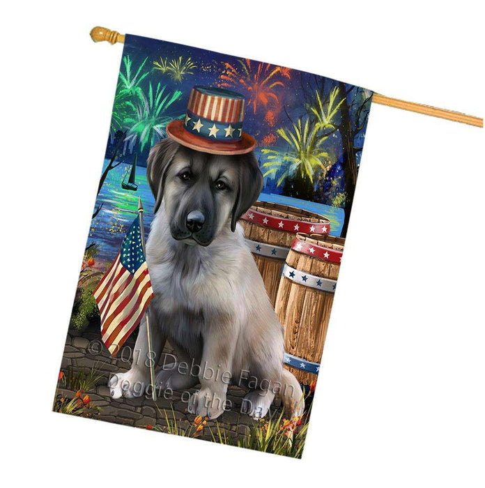 4th of July Independence Day Fireworks Anatolian Shepherd Dog at the Lake House Flag FLG51140