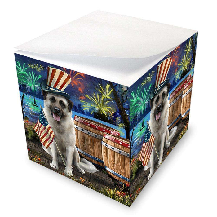4th of July Independence Day Fireworks Anatolian Shepherd Dog at the Lake Note Cube NOC51078