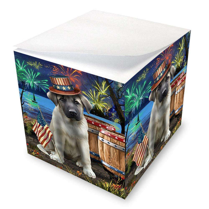 4th of July Independence Day Fireworks Anatolian Shepherd Dog at the Lake Note Cube NOC51080