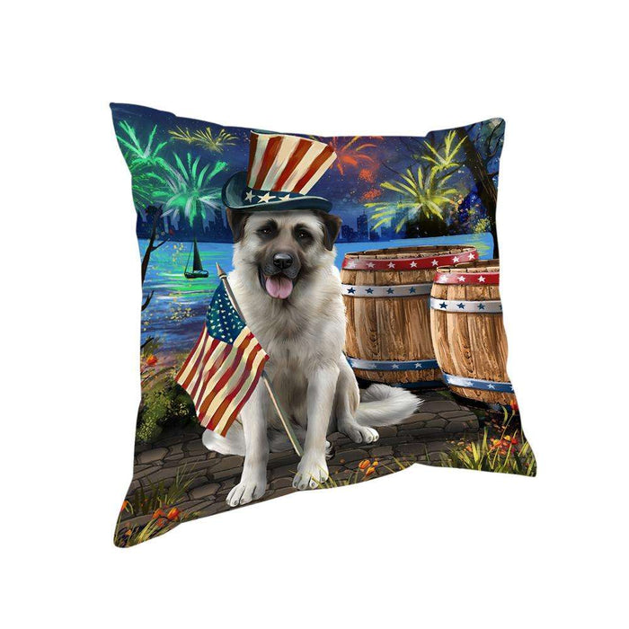 4th of July Independence Day Fireworks Anatolian Shepherd Dog at the Lake Pillow PIL60376