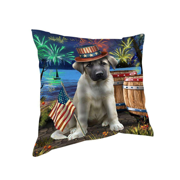 4th of July Independence Day Fireworks Anatolian Shepherd Dog at the Lake Pillow PIL60384