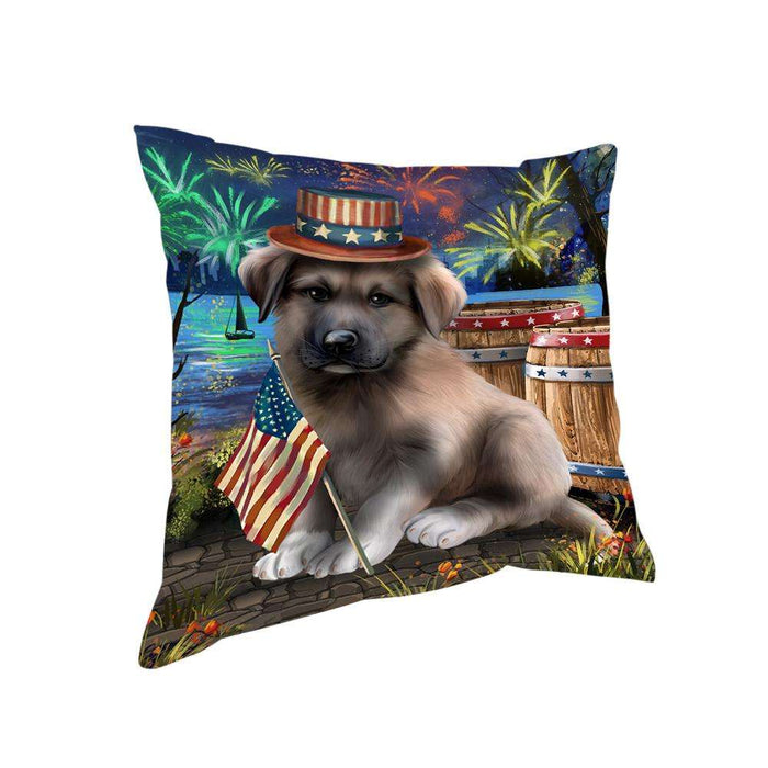 4th of July Independence Day Fireworks Anatolian Shepherd Dog at the Lake Pillow PIL60388