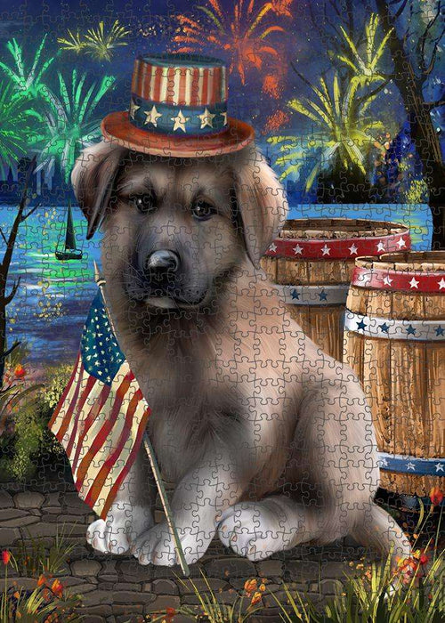4th of July Independence Day Fireworks Anatolian Shepherd Dog at the Lake Puzzle with Photo Tin PUZL57105