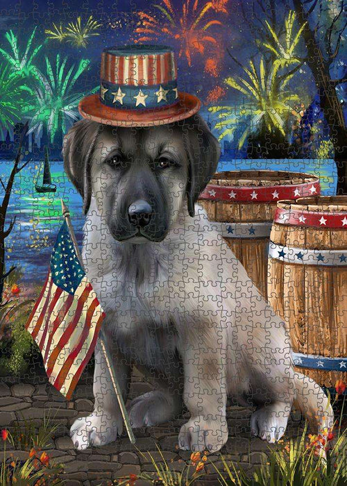 4th of July Independence Day Fireworks Anatolian Shepherd Dog at the Lake Puzzle with Photo Tin PUZL57108