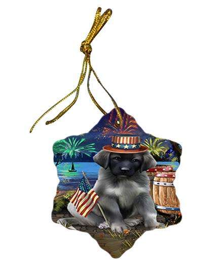 4th of July Independence Day Fireworks Anatolian Shepherd Dog at the Lake Star Porcelain Ornament SPOR51071