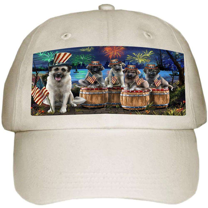 4th of July Independence Day Fireworks Anatolian Shepherds at the Lake Ball Hat Cap HAT56757
