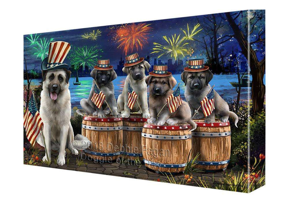 4th of July Independence Day Fireworks Anatolian Shepherds at the Lake Canvas Print Wall Art Décor CVS75662