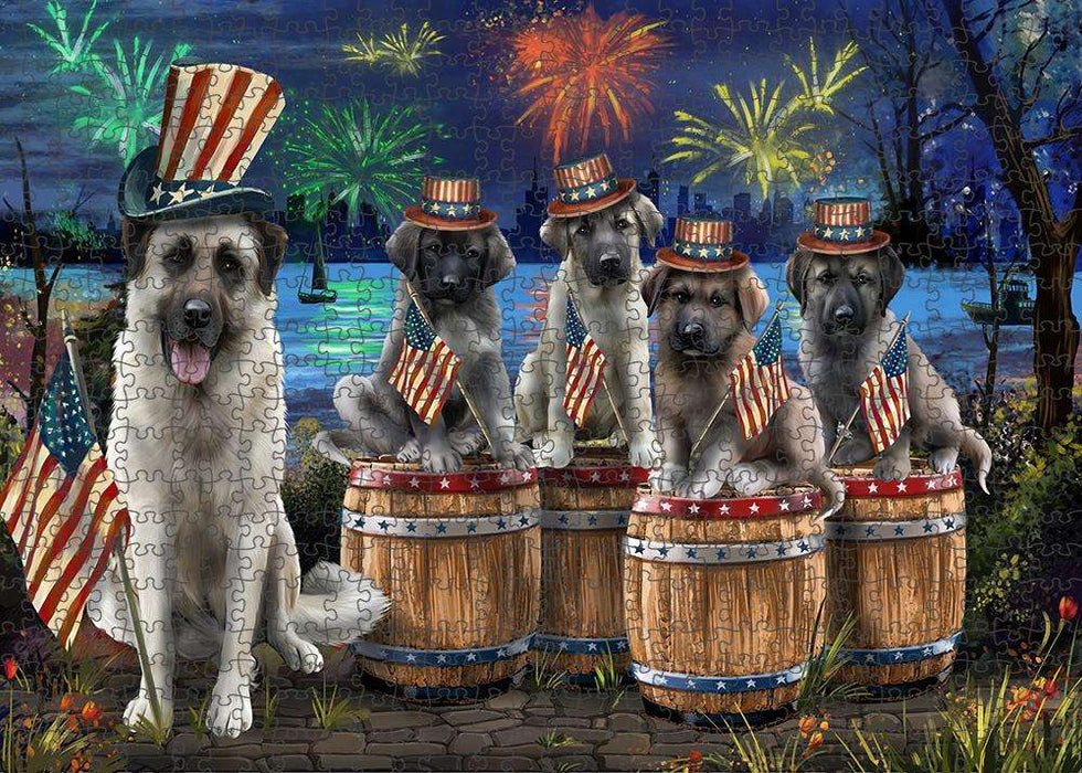 4th of July Independence Day Fireworks Anatolian Shepherds at the Lake Puzzle with Photo Tin PUZL56886