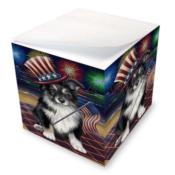 4th Of July Independence Day Fireworks Australian Shepherd Dog Note Cube NOC48555