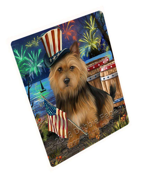 4th of July Independence Day Fireworks Australian Terrier Dog at the Lake Blanket BLNKT75828