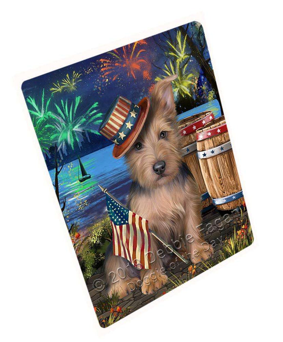4th of July Independence Day Fireworks Australian Terrier Dog at the Lake Blanket BLNKT75837