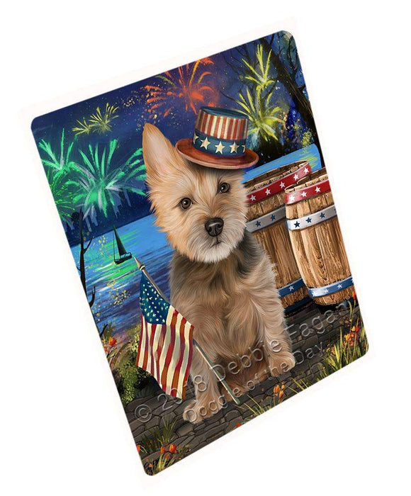 4th of July Independence Day Fireworks Australian Terrier Dog at the Lake Blanket BLNKT75855