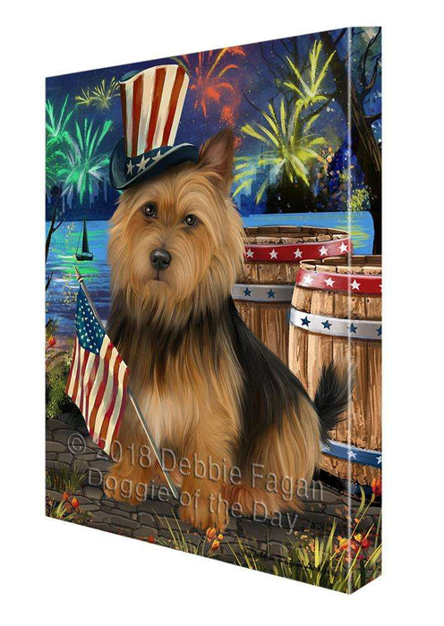 4th of July Independence Day Fireworks Australian Terrier Dog at the Lake Canvas Print Wall Art Décor CVS76337