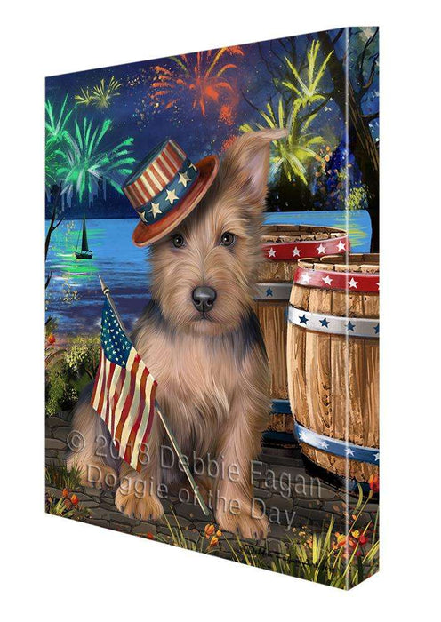 4th of July Independence Day Fireworks Australian Terrier Dog at the Lake Canvas Print Wall Art Décor CVS76346