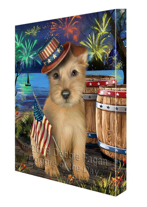 4th of July Independence Day Fireworks Australian Terrier Dog at the Lake Canvas Print Wall Art Décor CVS76355