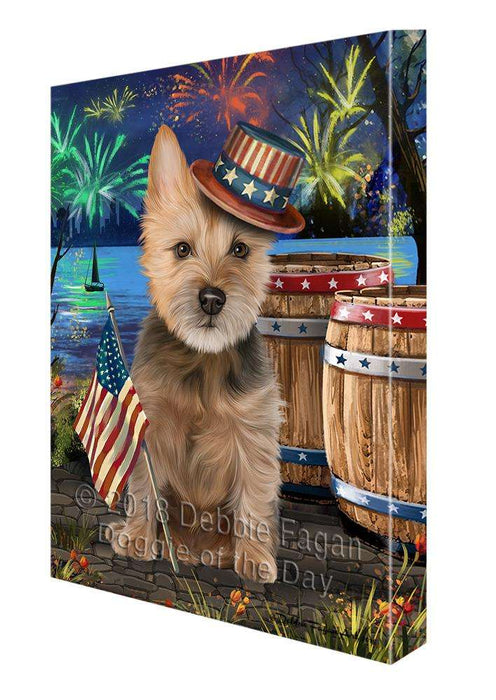 4th of July Independence Day Fireworks Australian Terrier Dog at the Lake Canvas Print Wall Art Décor CVS76364