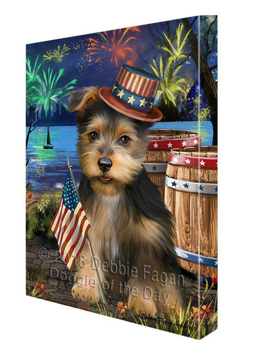 4th of July Independence Day Fireworks Australian Terrier Dog at the Lake Canvas Print Wall Art Décor CVS76373