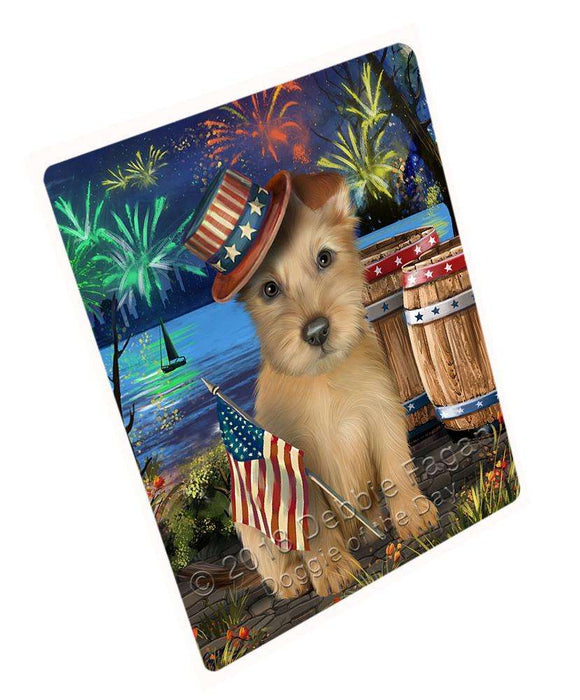 4th of July Independence Day Fireworks Australian Terrier Dog at the Lake Cutting Board C57279