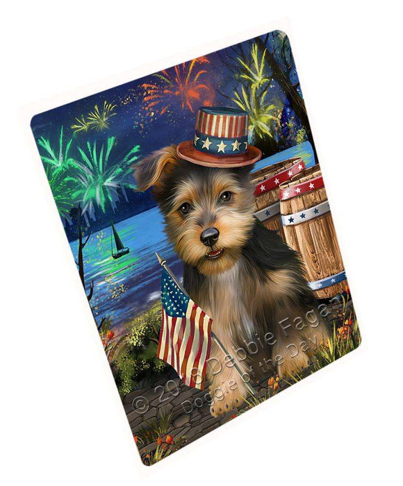 4th of July Independence Day Fireworks Australian Terrier Dog at the Lake Cutting Board C57285