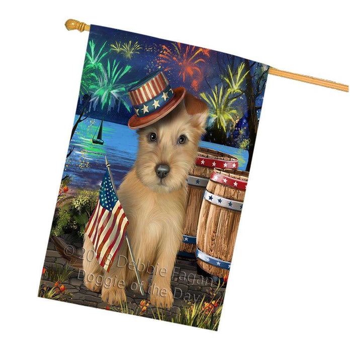 4th of July Independence Day Fireworks Australian Terrier Dog at the Lake House Flag FLG51143