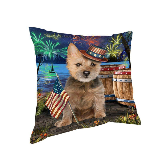 4th of July Independence Day Fireworks Australian Terrier Dog at the Lake Pillow PIL60408