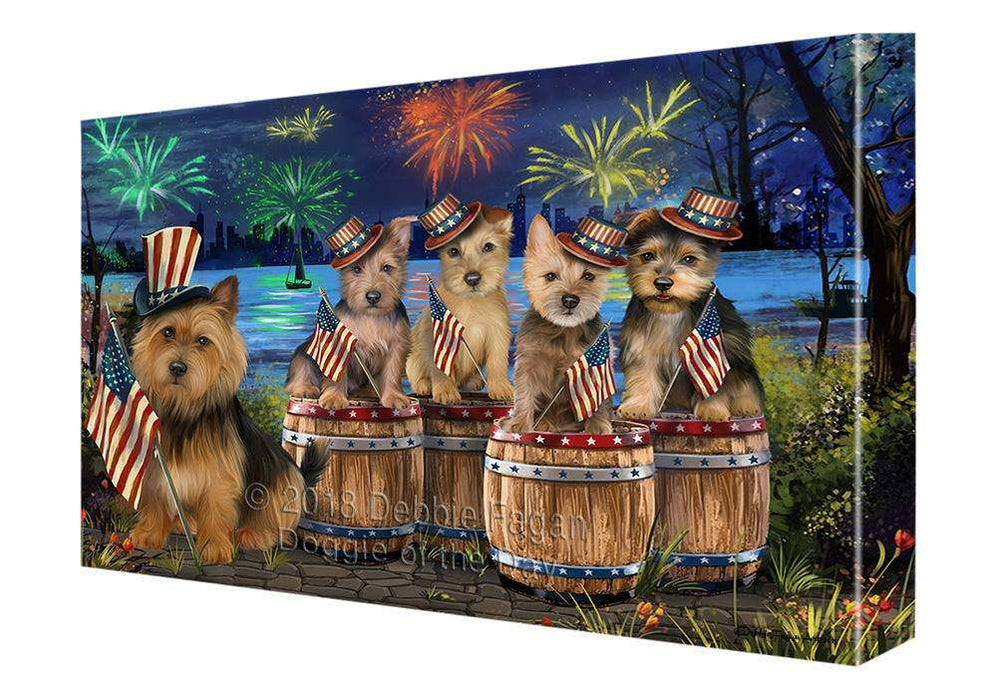 4th of July Independence Day Fireworks Australian Terriers at the Lake Canvas Print Wall Art Décor CVS75671