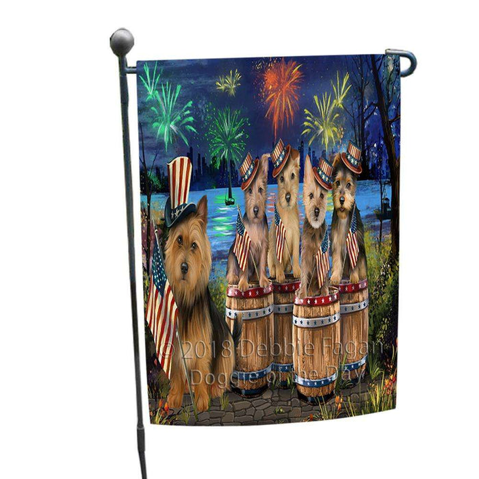 4th of July Independence Day Fireworks Australian Terriers at the Lake Garden Flag GFLG50931