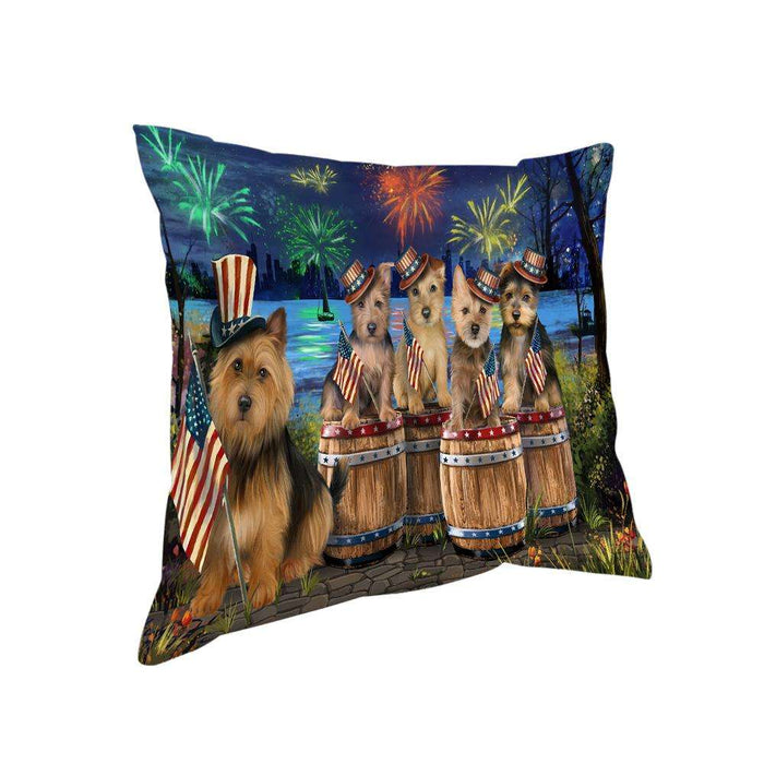 4th of July Independence Day Fireworks Australian Terriers at the Lake Pillow PIL60100