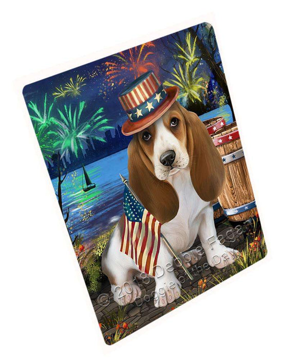 4th of July Independence Day Fireworks Basset Hound Dog at the Lake Blanket BLNKT74289