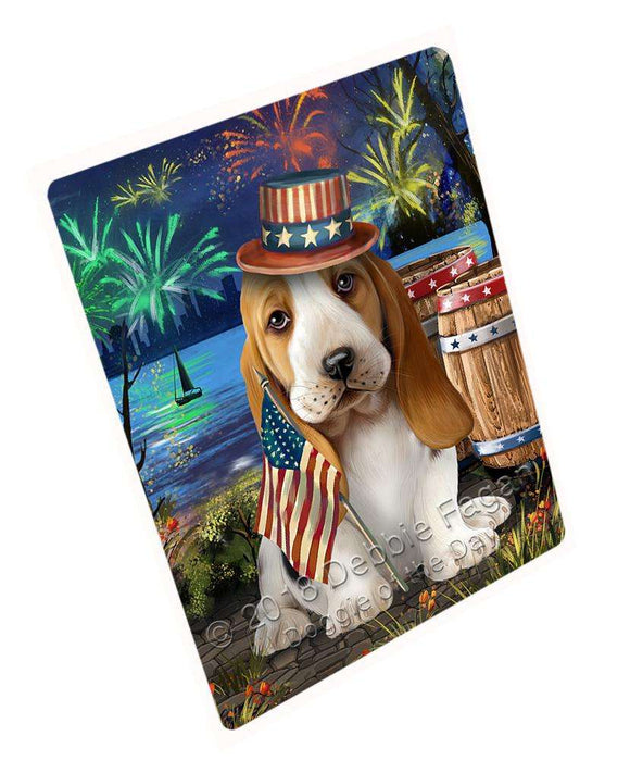 4th of July Independence Day Fireworks Basset Hound Dog at the Lake Blanket BLNKT74298