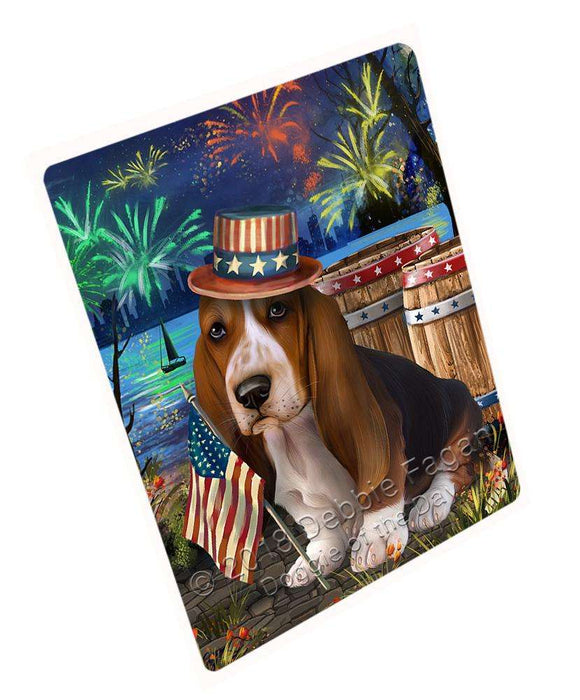 4th of July Independence Day Fireworks Basset Hound Dog at the Lake Blanket BLNKT74316