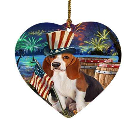 4th of July Independence Day Fireworks Basset Hound Dog at the Lake Heart Christmas Ornament HPOR50916