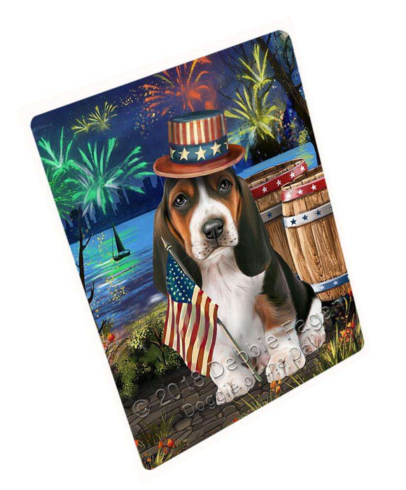 4th of July Independence Day Fireworks Basset Hound Dog at the Lake Large Refrigerator / Dishwasher Magnet RMAG65532