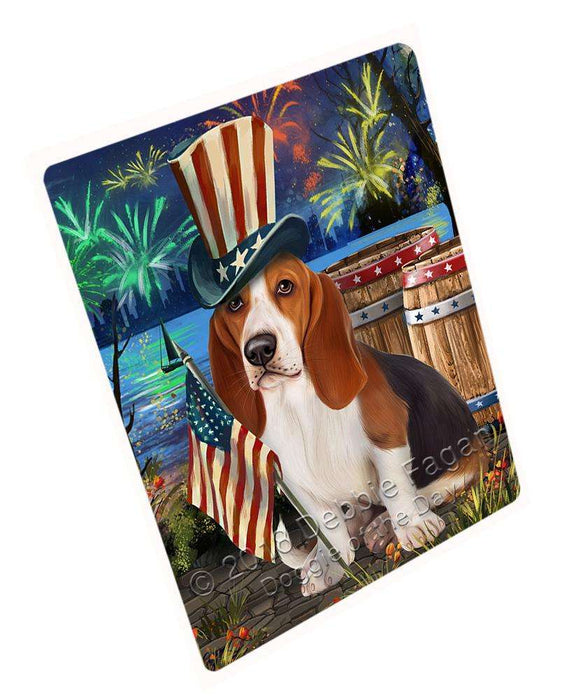 4th of July Independence Day Fireworks Basset Hound Dog at the Lake Large Refrigerator / Dishwasher Magnet RMAG65544