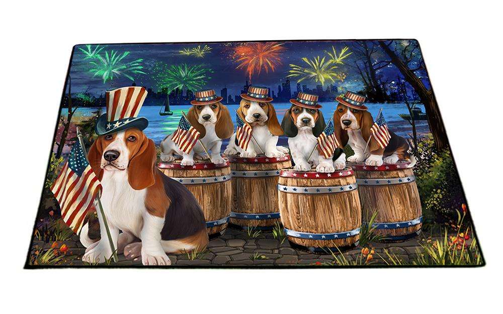 4th of July Independence Day Fireworks Basset Hounds at the Lake Floormat FLMS50856