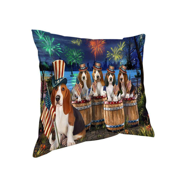 4th of July Independence Day Fireworks Basset Hounds at the Lake Pillow PIL60104